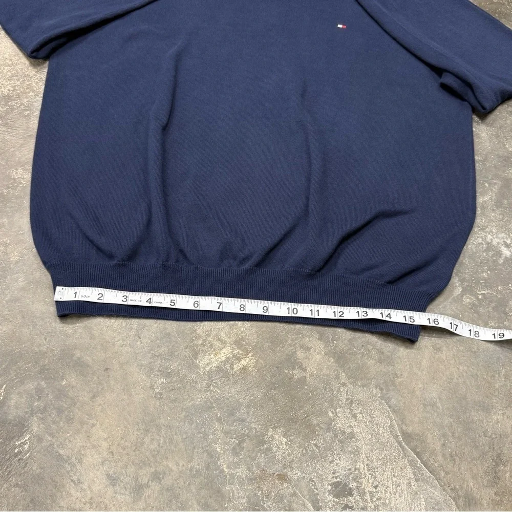 Tommy Hilfiger Navy V-Neck Knit Sweater Classic Flag Logo